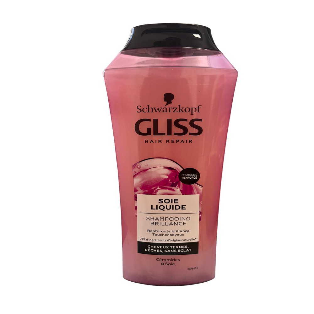 Gliss Liquid Silk Shampoo (3 x 250 ml) with Ceramides & Silk for Brittle, Dull Hair