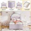 NNJN Cartoon Toddler Bed, Unicorn Shape, with Pull-Out Trundle Bed, PU Material, Purple, 90 x 200 cm, Mattress Not Included view 3