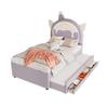 NNJN Cartoon Toddler Bed, Unicorn Shape, with Pull-Out Trundle Bed, PU Material, Purple, 90 x 200 cm, Mattress Not Included view 4