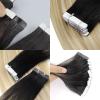 Remy Human Hair Tape-In Extensions, Black Ombre to Ash Blonde with Platinum Blonde, Straight, 12–24 in view 2