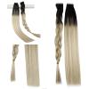 Remy Human Hair Tape-In Extensions, Black Ombre to Ash Blonde with Platinum Blonde, Straight, 12–24 in view 3