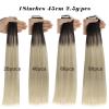 Remy Human Hair Tape-In Extensions, Black Ombre to Ash Blonde with Platinum Blonde, Straight, 12–24 in view 4