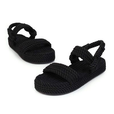 CrEev Women's Summer Flat Rope Sandals, Beach Wedge Flip-Flops, Comfortable Platform Sandals