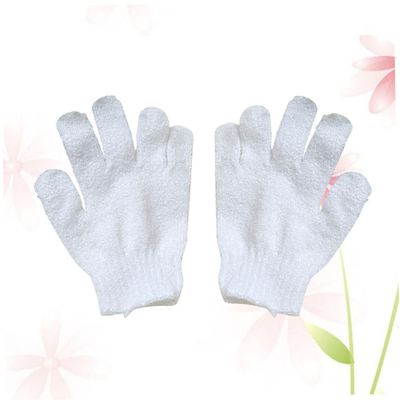 Exfoliating Bath Gloves for Sauna and Shower, 1 Pair, Nylon, White