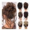 Synthetic Curly Messy Bun Hair Piece with Straight Tails view 1