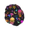 Stylish Reusable Shower Cap (Trippy Moon Skulls Mushrooms) view 2