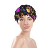 Stylish Reusable Shower Cap (Trippy Moon Skulls Mushrooms) view 3