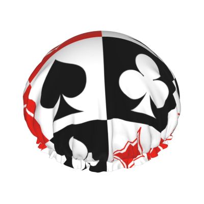 Stylish Reusable Shower Cap (Hearts, Diamonds, Clubs, Spades, Grid, Poker, Playing Cards)
