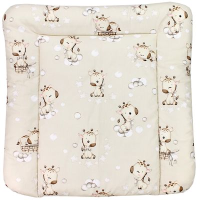TupTam Baby Changing Pad with Patterned Cotton Cover, Giraffe/Beige, 70 x 70 cm