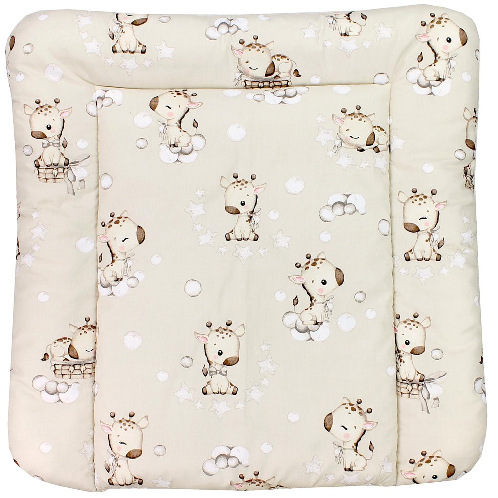 TupTam Baby Changing Pad with Patterned Cotton Cover, Giraffe/Beige, 70 x 70 cm