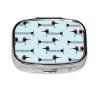 Square Mini Pill Box with Parisian Dachshund Print view 1