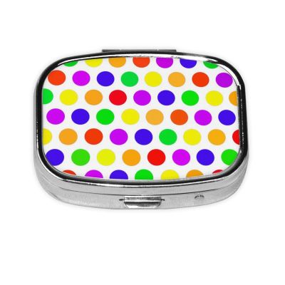 Square Mini Pill Box with Polka-Dot Pattern