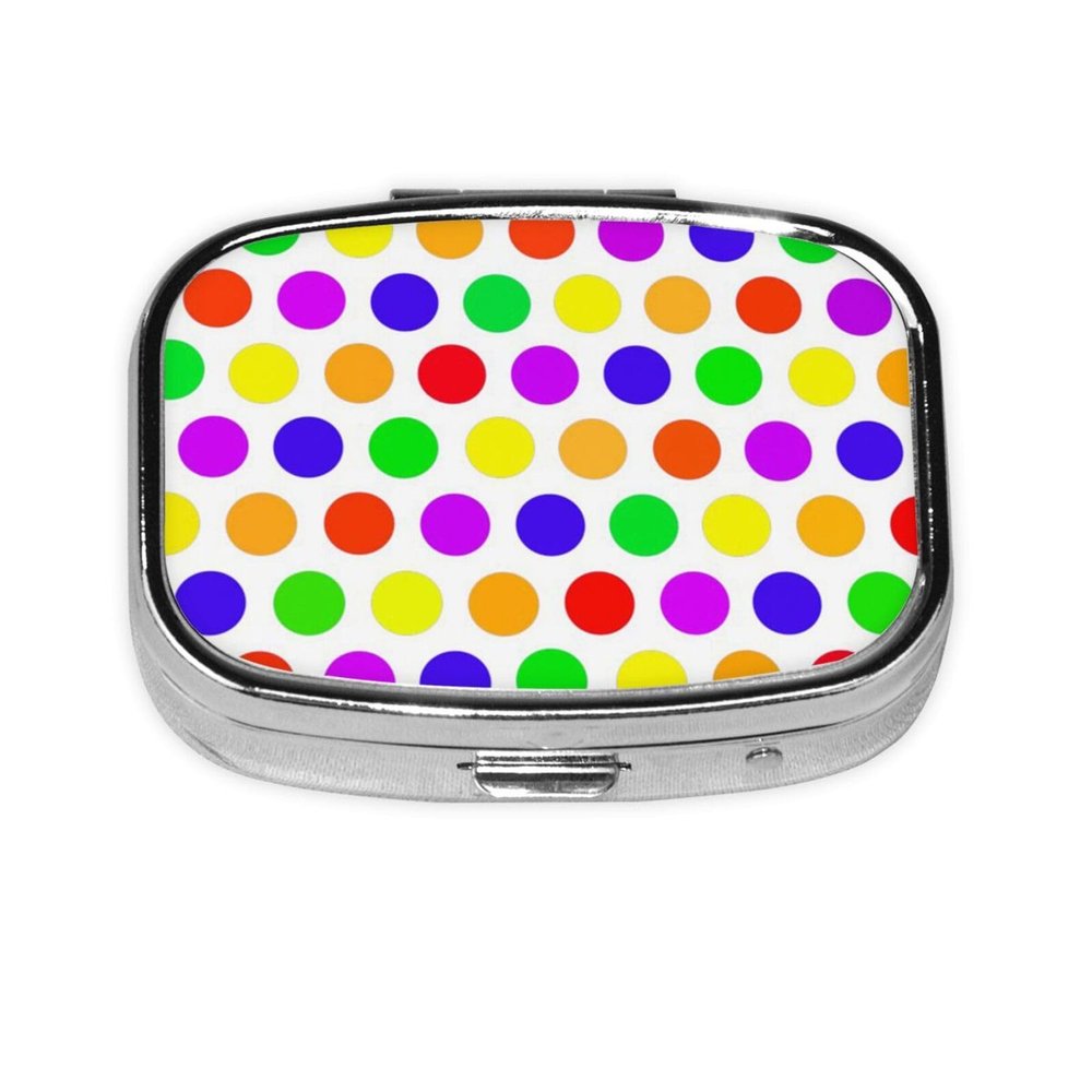 Square Mini Pill Box with Polka-Dot Pattern