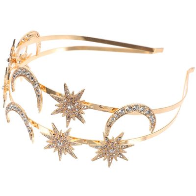 Healeved Goddess Crown with Star and Moon Motif