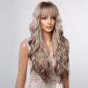 Ombre Ash Blonde Wavy Synthetic Wig with Bangs and Highlights, Heat-Resistant, LC2108-1 view 4
