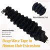 Deep Wave Remy Human Hair Tape-In Extensions, Natural Black #1B view 3