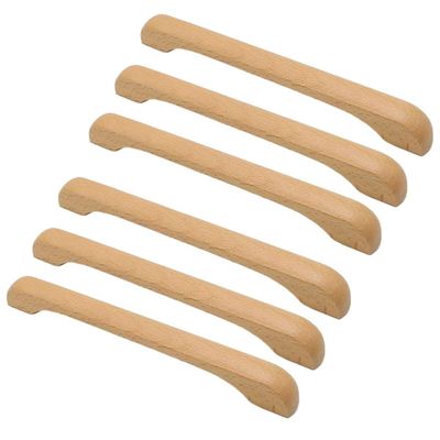 HDJNal Unfinished Solid Wood Drawer Pulls, Curved, 192 mm CC, 6-Pack