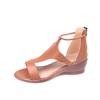 Women's Fashion Wedge Sandals, Comfort Rome, Orthopedic Open-Toe PU Leather Summer Sandals (Burgundy, EU 37) (Light Brown) view 1