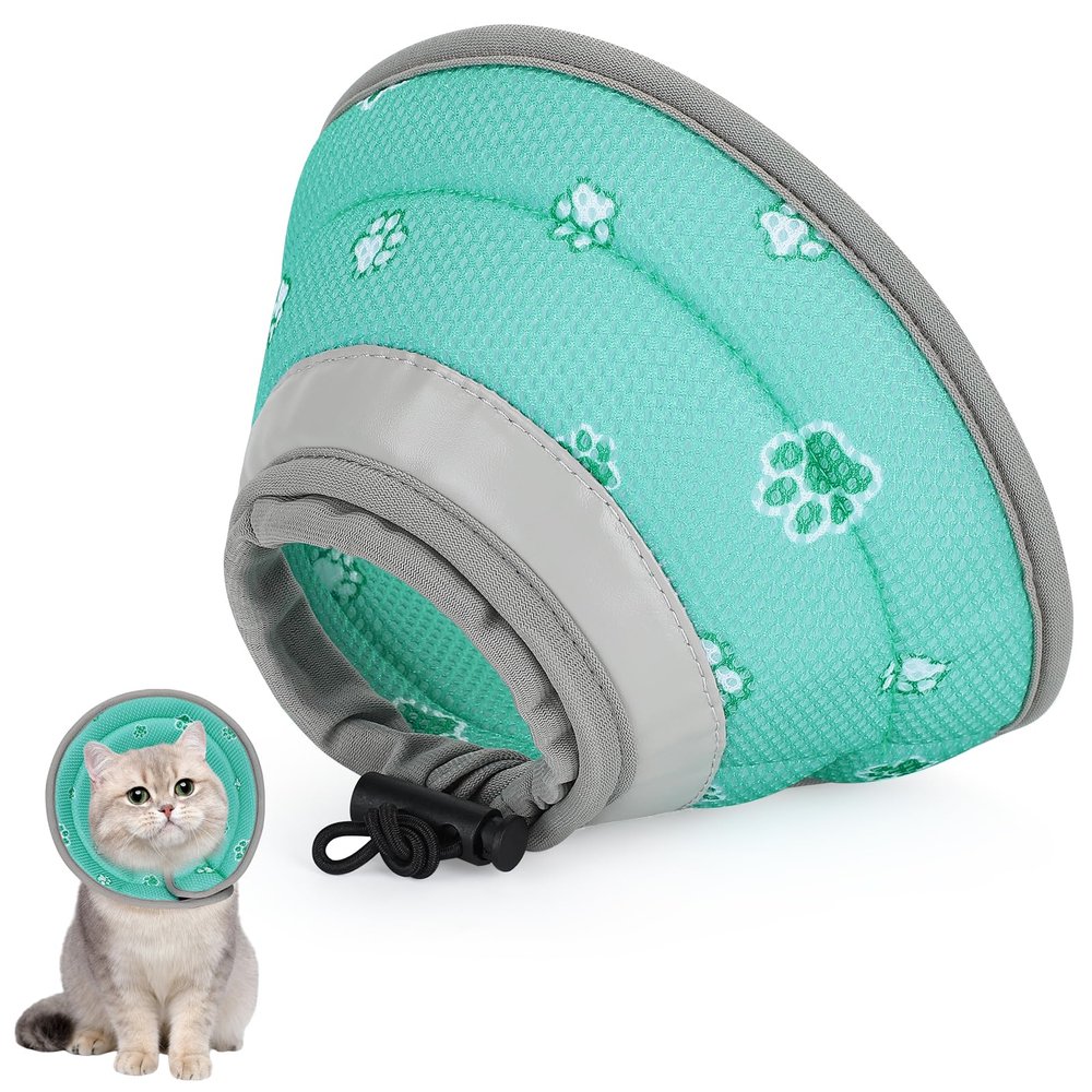 IDOGCHEW Foldable Soft Cat Recovery Collar (Green, M)