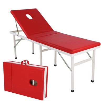 WQZStar Spa Massage Table, 2-Section Folding Portable Aluminum-Feet Facial Spa Table, 59.9 cm Wide, Red