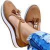 Women's Platform Sandals with Tassel, Closed Toe, Buckle Ankle Strap, and Leather Espadrille Style view 1