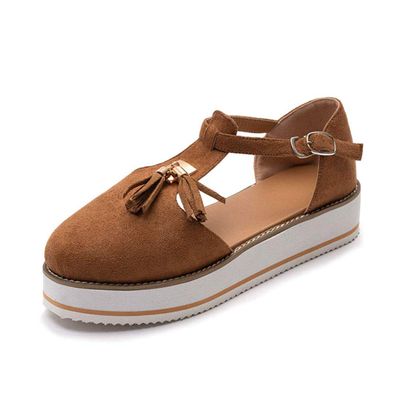 Women's Platform & Wedge Sandals, Flat Tassel Summer Shoes, Pink, Size 40 (6 Li