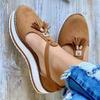 Women's Platform & Wedge Sandals, Flat Tassel Summer Shoes, Pink, Size 40 (6 Li view 2