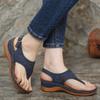 Women's Bohemian Embroidered Wedge Flip-Flop Sandals view 1