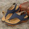 Women's Bohemian Embroidered Wedge Flip-Flop Sandals view 3