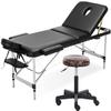 WQZStar Portable Massage Table and Saddle Stool Set, 3-Piece Folding SPA Bed for Home Massage, Purple/Black view 1