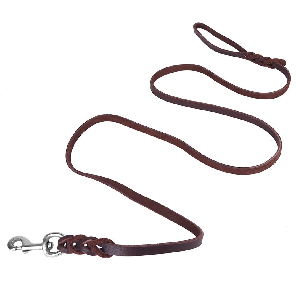 Premium Dog Leash, Durable Cowhide Leather Safety Rope, 2.5 m