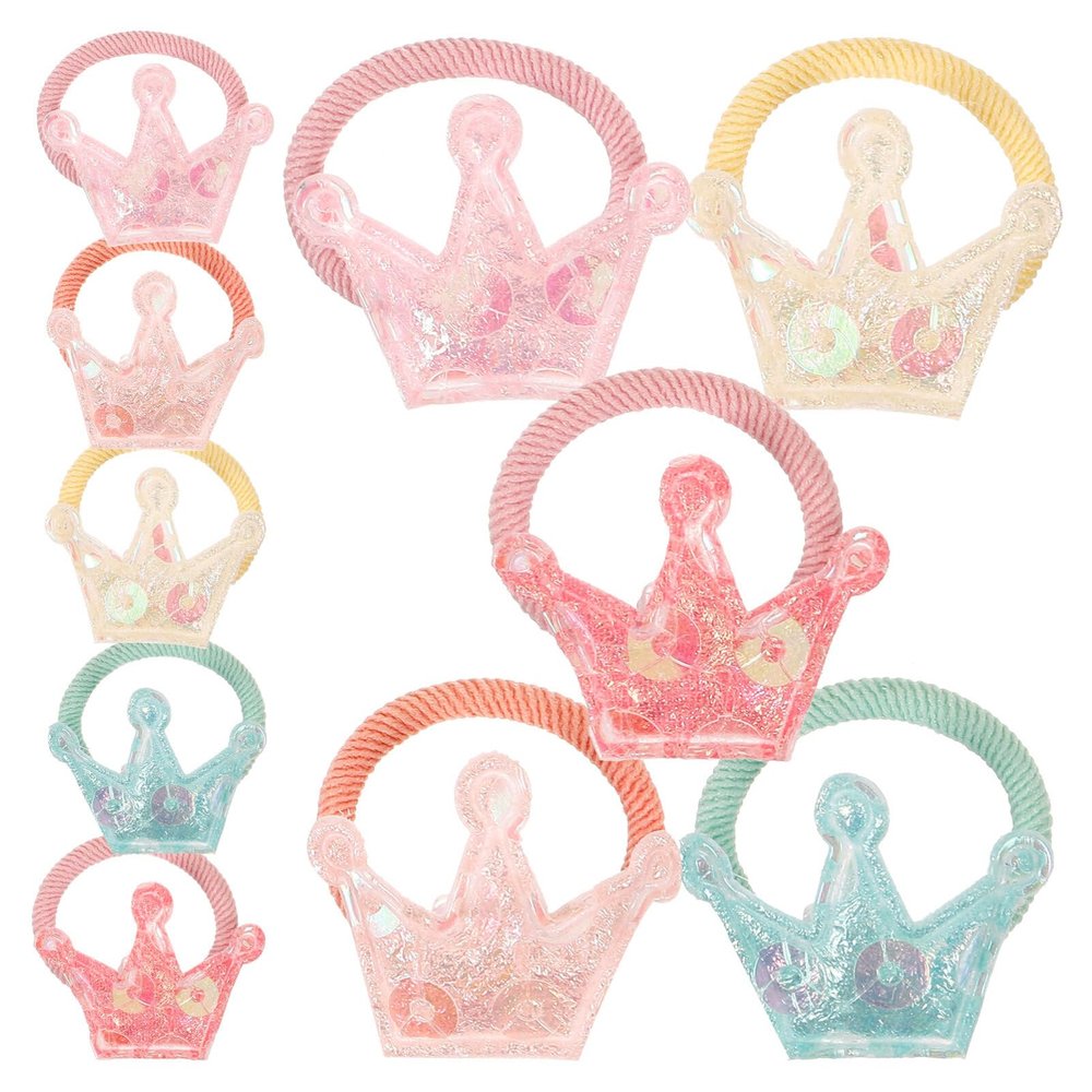 INOOMP 10-Pack Elastic Hair Ties with Crown Design for Pets
