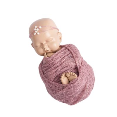 Purple Mohair Swaddling Wrap for Newborn Photography with Headwear