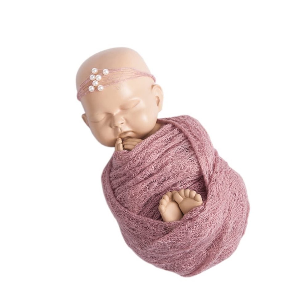 Purple Mohair Swaddling Wrap for Newborn Photography with Headwear