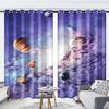 SHROUDEX Universe Planet Space Starry-Sky Curtains with 3D-Printed Stars for Kids' Rooms, 2 Panels view 3