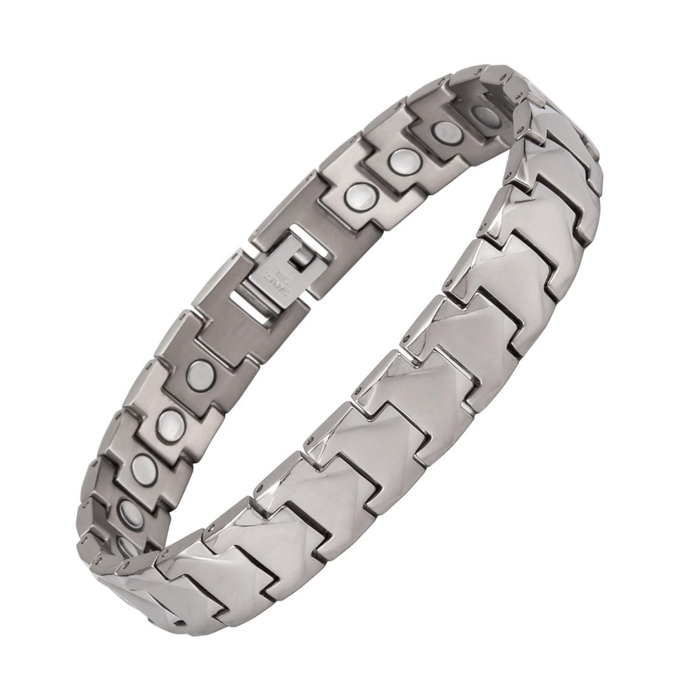 YINOX Super-Strong Magnetic Bracelet for Men, Double-Row Titanium Bracelet with 24 NdFeB Magnets and Gift Box (20 cm)