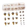 Healeved Flat-Back Glass Glitter Nail Rhinestones, 12 Compartments, Various Shapes view 1