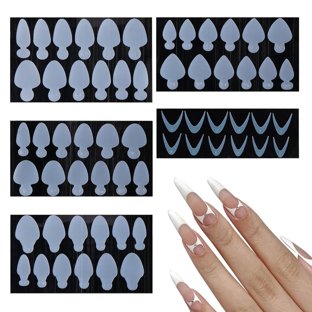 NICENEEDED 60-Piece Silicone Dual Nail Form Stickers for French Manicures