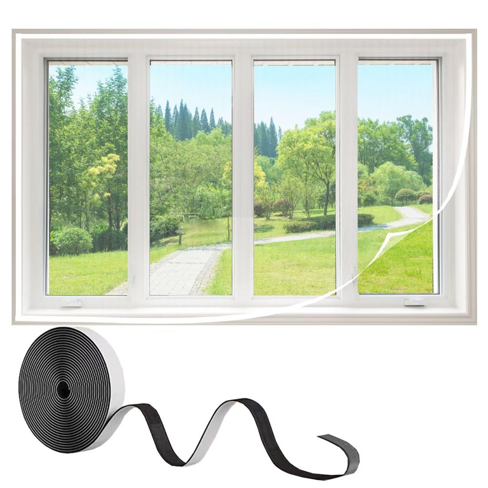 Window Insect Screen for Classrooms, 120 x 175 cm, Foldable, White