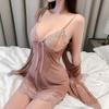 QNCLO Women's Sexy Cosplay Lace Mesh Lingerie Pajama Set, Cameo Brown, One Size view 4