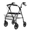 Upright Rollator Walker with Seat, Brakes, Basket, Foldable Stainless Steel Frame view 1