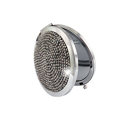 MAGICLULU Round Black Folding Makeup Mirror with Crystal Cover