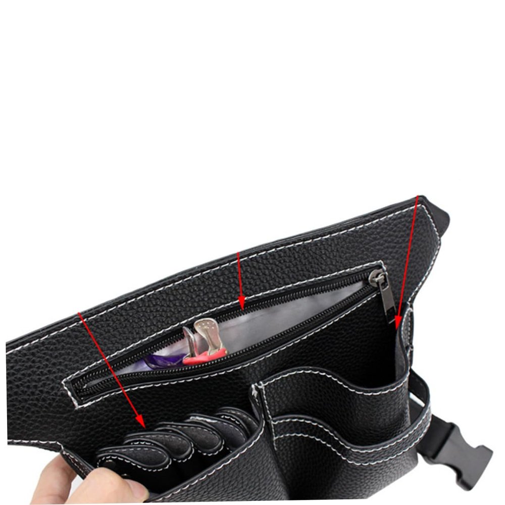 PU Leather Hairdressing Scissors Bag, Black Belt Bag
