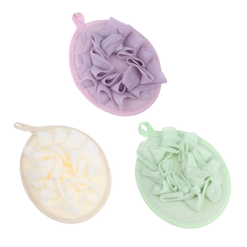 3-Piece Solid-Color PE Bath Sponges for Shower and Bath