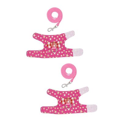 Kisangel 2-Piece Breathable Mesh Pet Harnesses with Leashes for Hamsters, Rabbits and Small Pets, Golden Stars