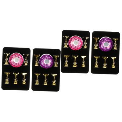 Healeved 4-Piece Nail Art Practice Stand with Crystal Holder and Magnetic Nail Support Frame, Random Colors