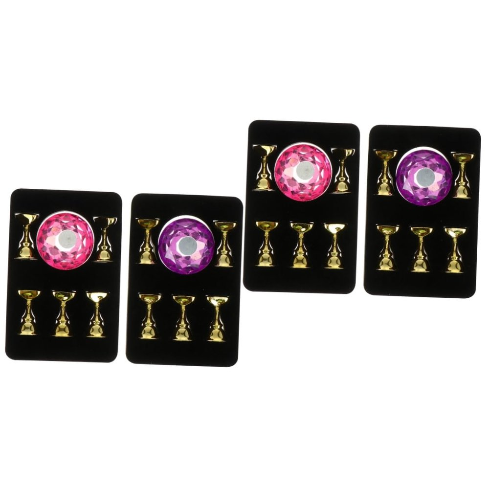 Healeved 4-Piece Nail Art Practice Stand with Crystal Holder and Magnetic Nail Support Frame, Random Colors