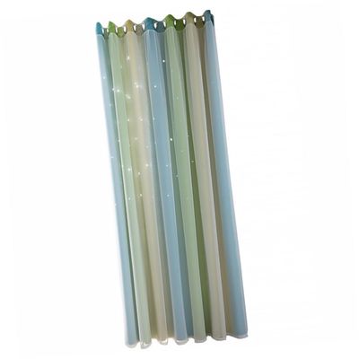 Alipis Double-Layer Curtain with Star Pattern and Green Color Gradient
