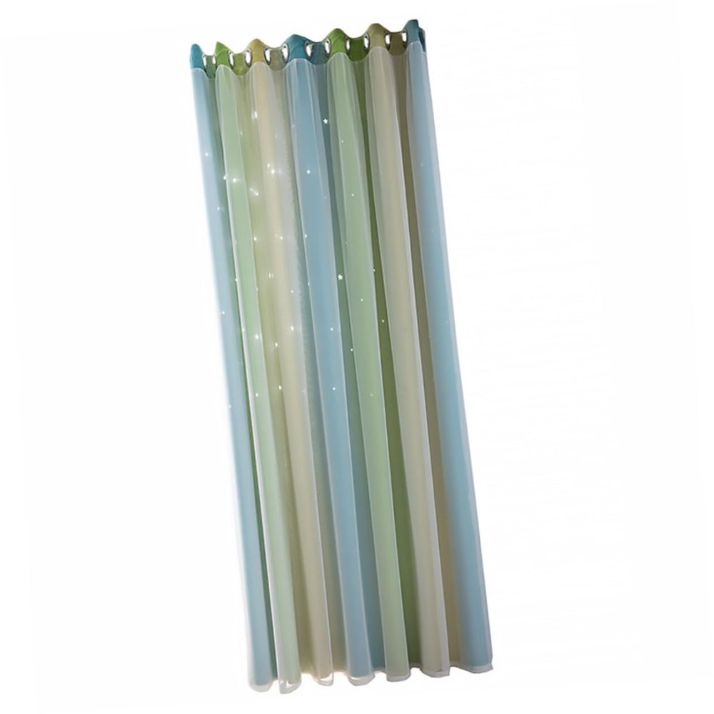 Alipis Double-Layer Curtain with Star Pattern and Green Color Gradient