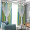 Alipis Double-Layer Curtain with Star Pattern and Green Color Gradient view 2